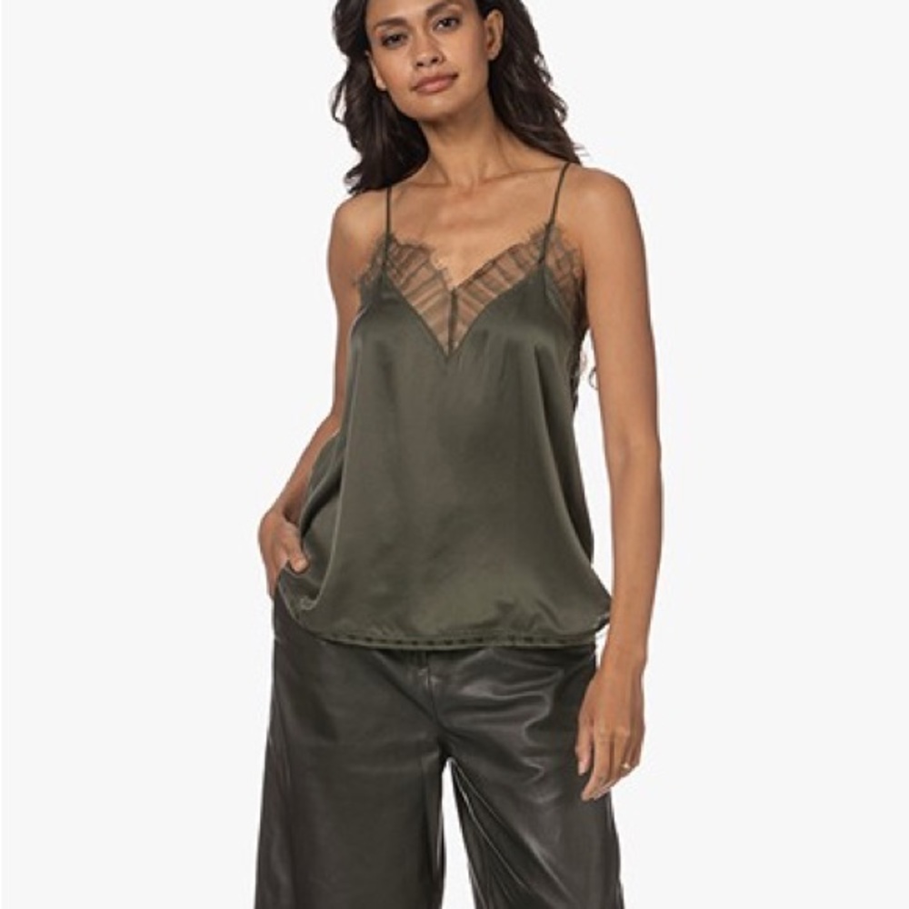 IRO Berwyn Silk Camisole in Army Olive Night Size Small